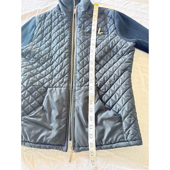 San Joy USA Black Quilted Zip Jacket Women’s Medium Knit Sleeves - Picture 3 of 7